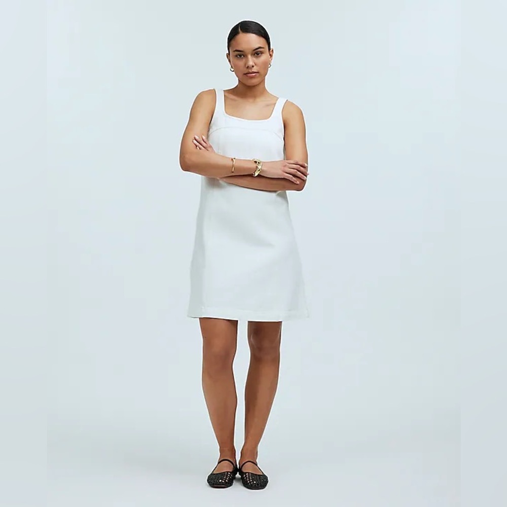 NWT Madewell Denim A-Line Sleeveless Mini Dress - 6 - Tile White
